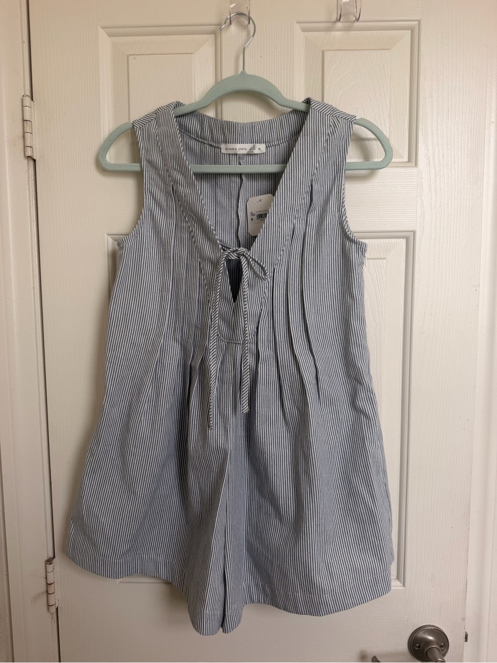 Altar’d State Evie Striped Denim Romper Size Medium